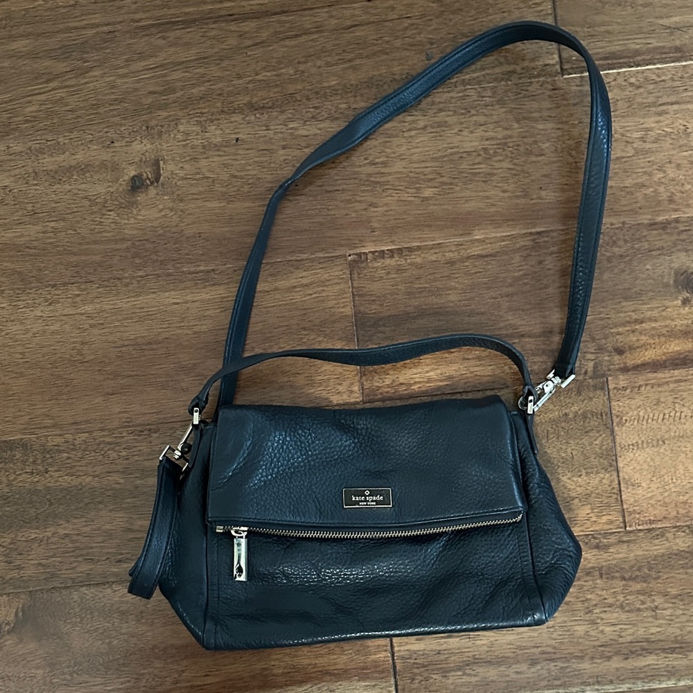 Kate Spade New York Highland Place Mini Maria Black Pebbled Leather Shoulder Bag